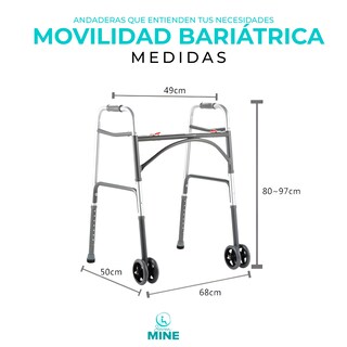 Foto 5 | Andadera Bariátrica Soporta 200 Kg | Llantas Delanteras Dobles 5”
