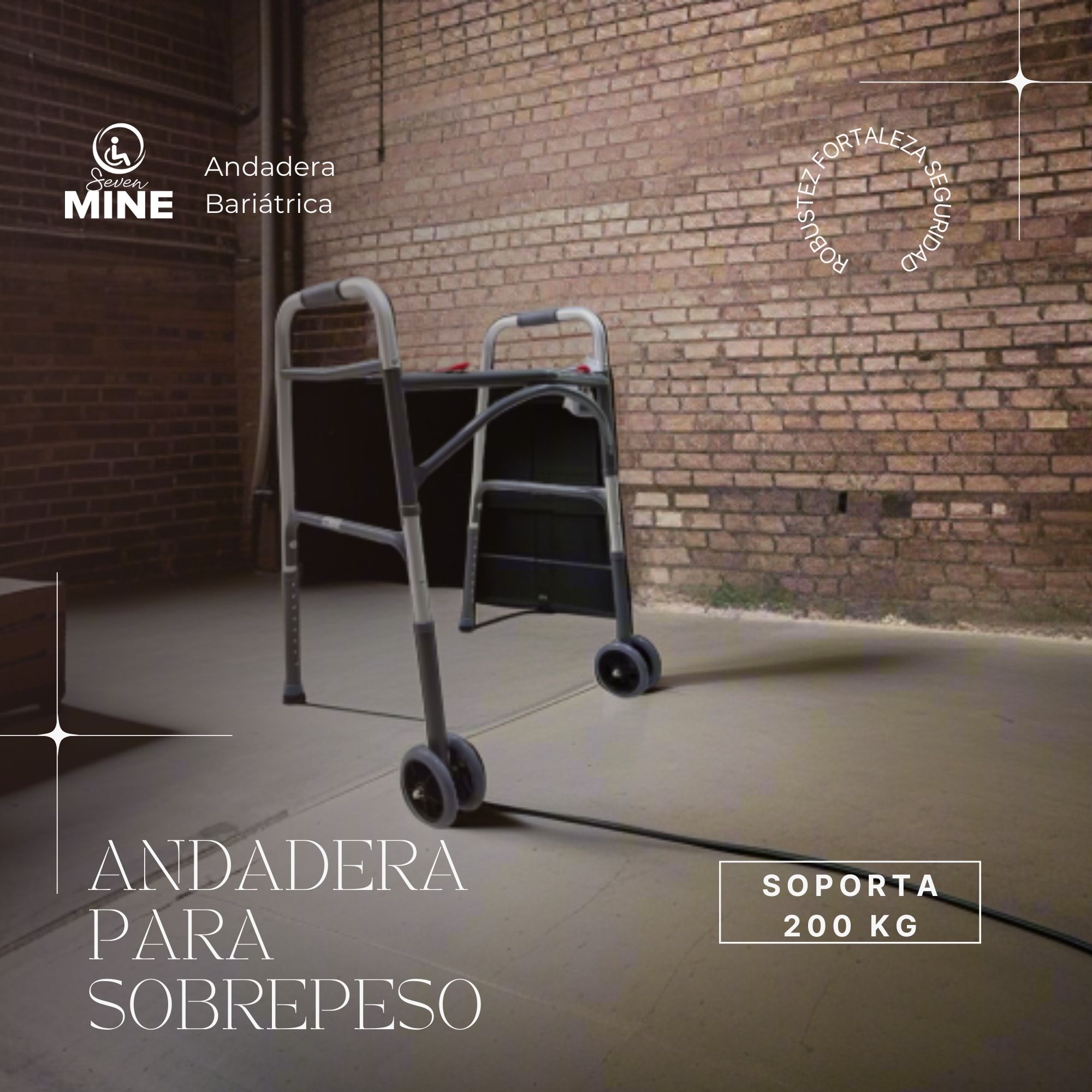 Foto 7 | Andadera Bariátrica Soporta 200 Kg | Llantas Delanteras Dobles 5”