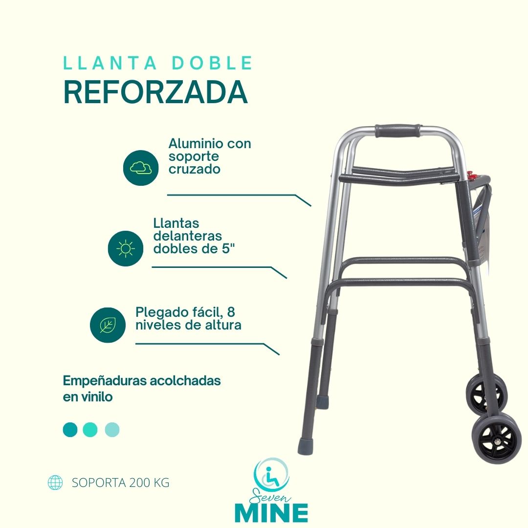 Foto 8 | Andadera Bariátrica Soporta 200 Kg | Llantas Delanteras Dobles 5”