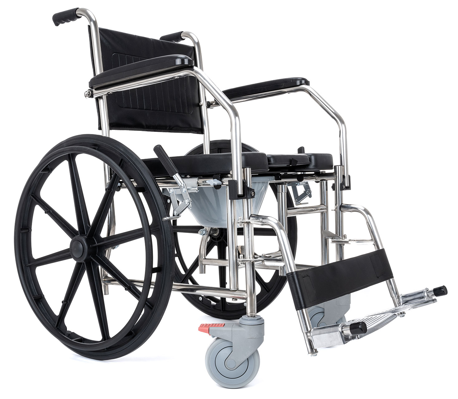Silla De Ruedas W.c. Plegable Hilphy Medical Hil037 Color Plata De Acero Resistente Al Agua