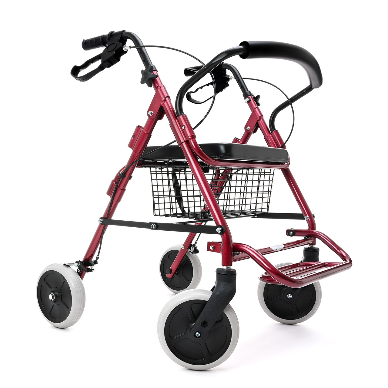 Andadera Rollator Hibrida Silla De Traslado Con Descansapies Hilphy Medical Hil096b Color Vino De Aluminio Plegable $2,899