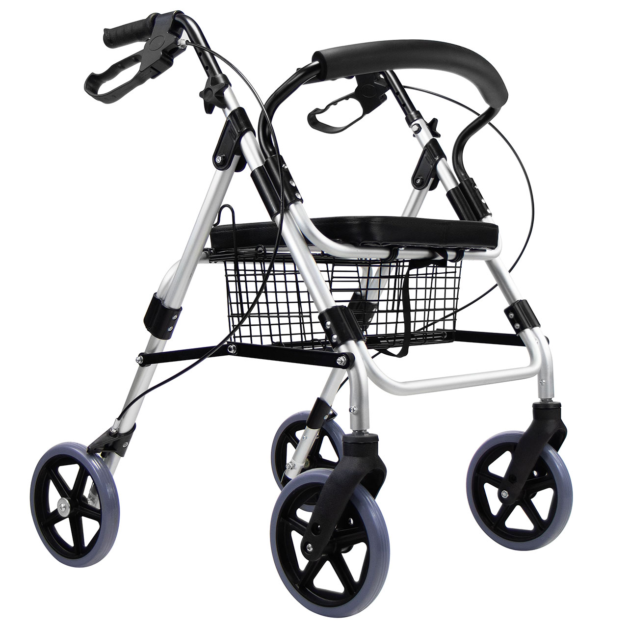 Andadera Rollator Ortopedica Plegable Hilphy Medical Hil065p Color Plata De Aluminio Para Adulto