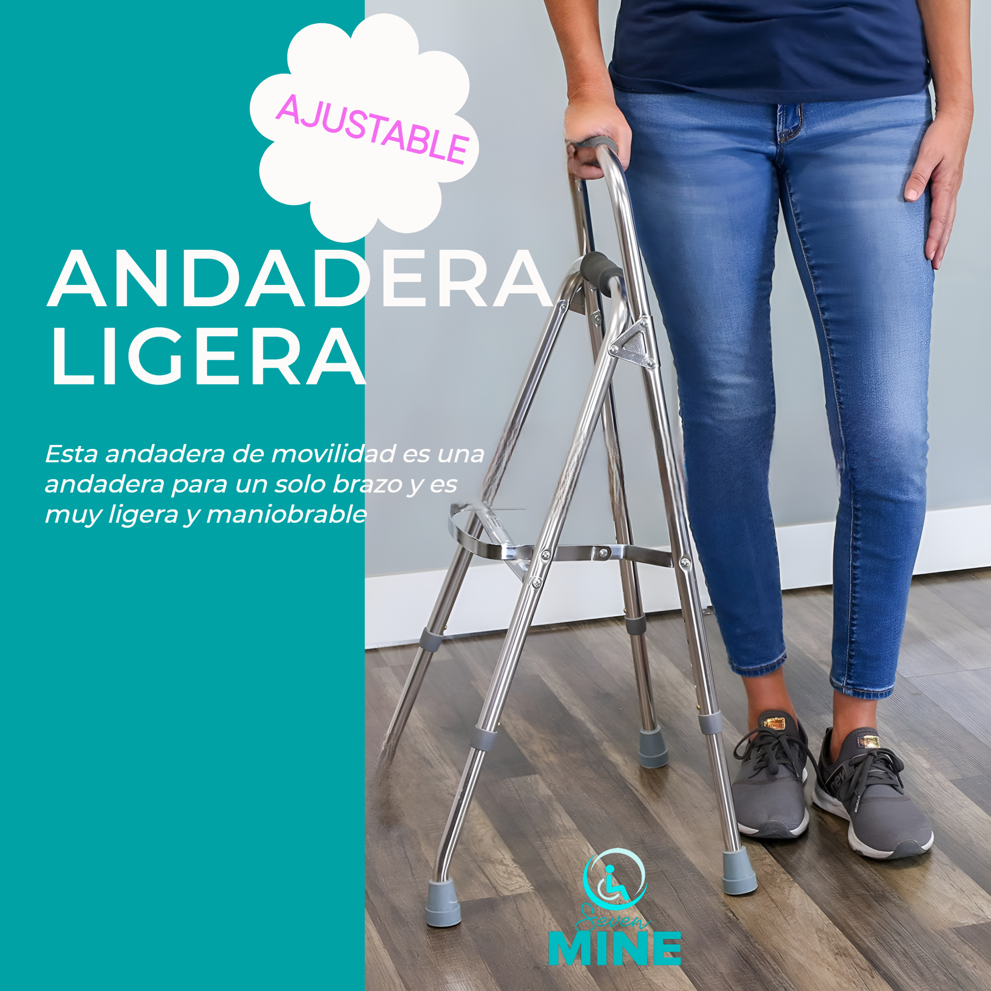 Foto 4 pulgar | Andadera Lateral de Aluminio SC Super Confort para Una Mano - Ergonómica y Plegable