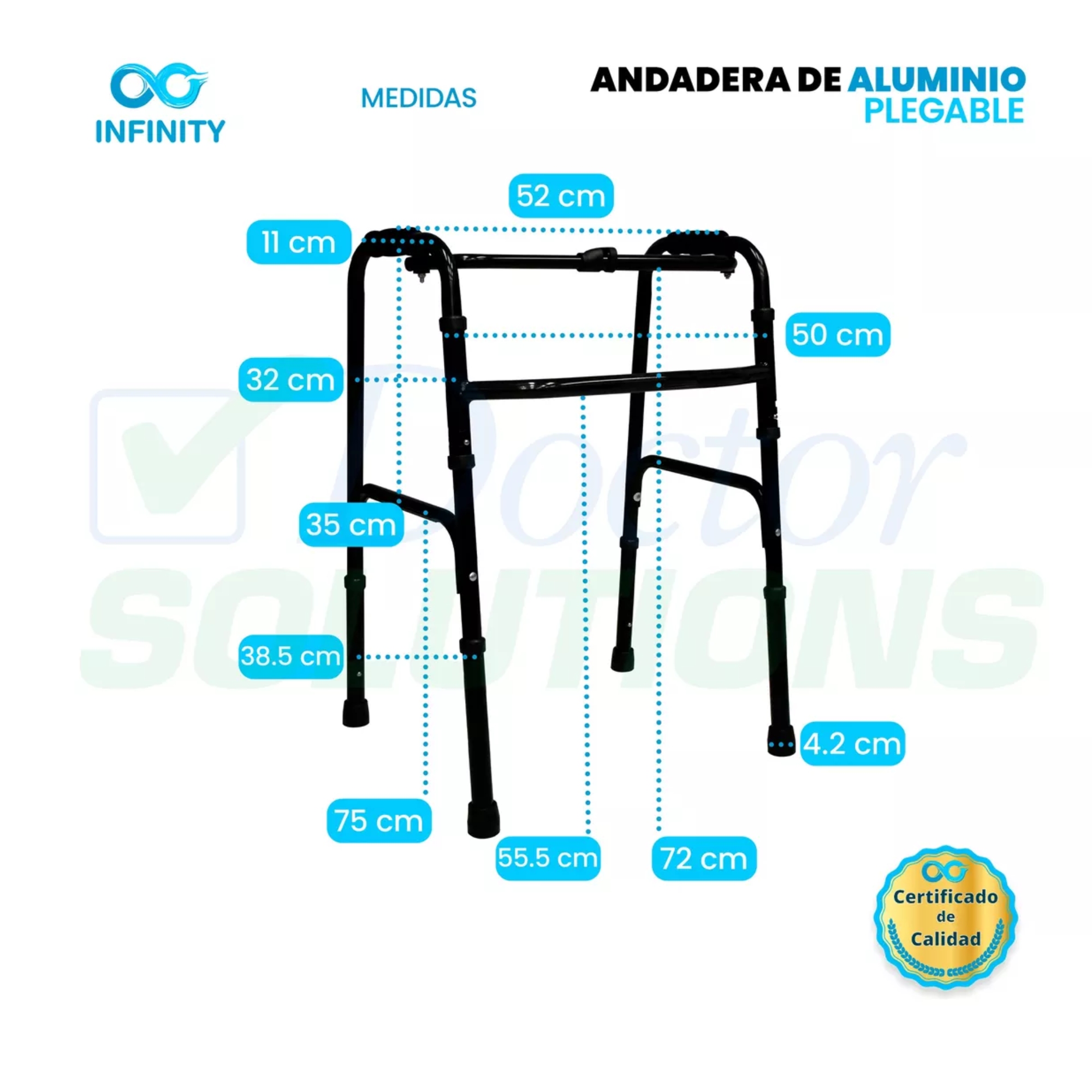 Foto 4 pulgar | Andadera Plegable Infinity de Aluminio con Refuerzo