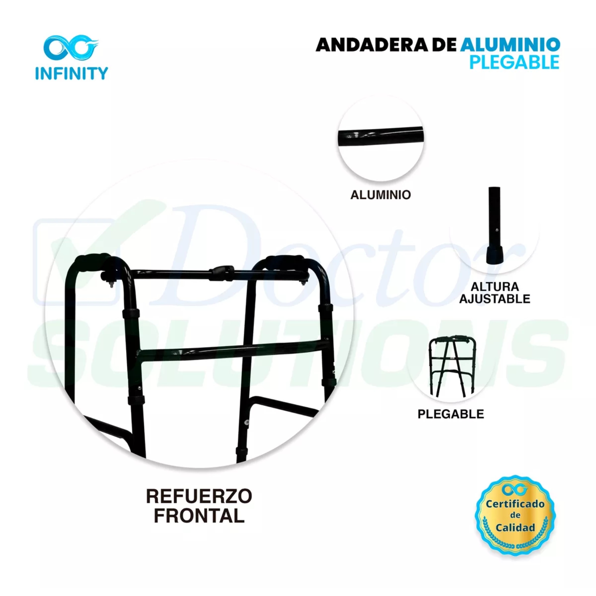 Foto 6 pulgar | Andadera Plegable Infinity de Aluminio con Refuerzo