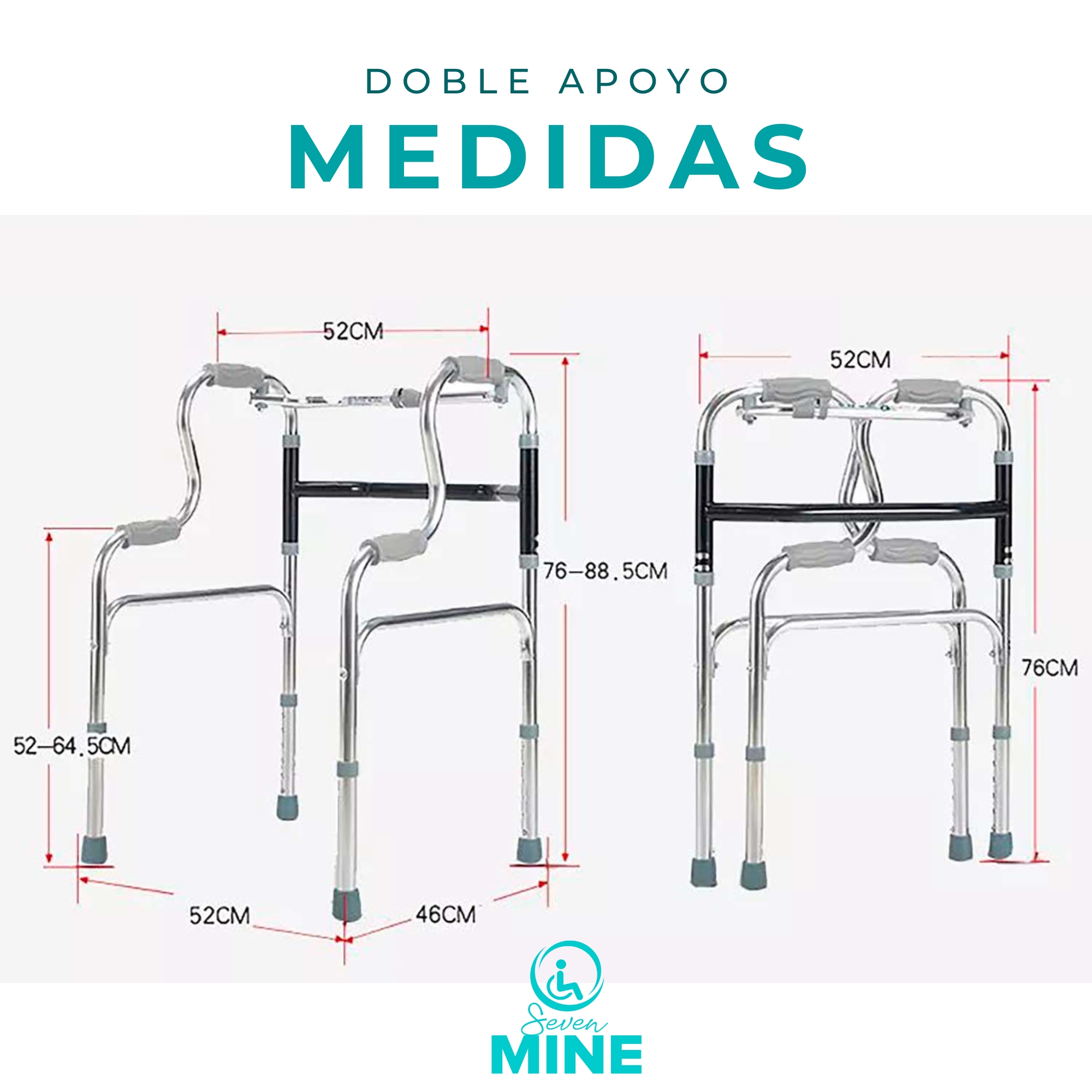 Foto 6 pulgar | Andadera de Aluminio Seven Ajustable de Doble Apoyo