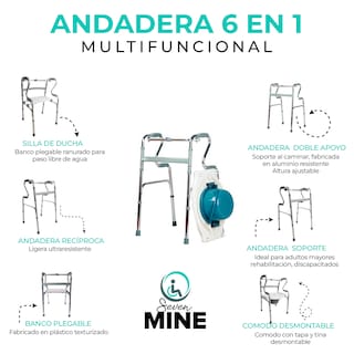 Foto 2 | Seven Mine Andadera 6 en 1 Ortopédica de Doble Apoyo para Adulto