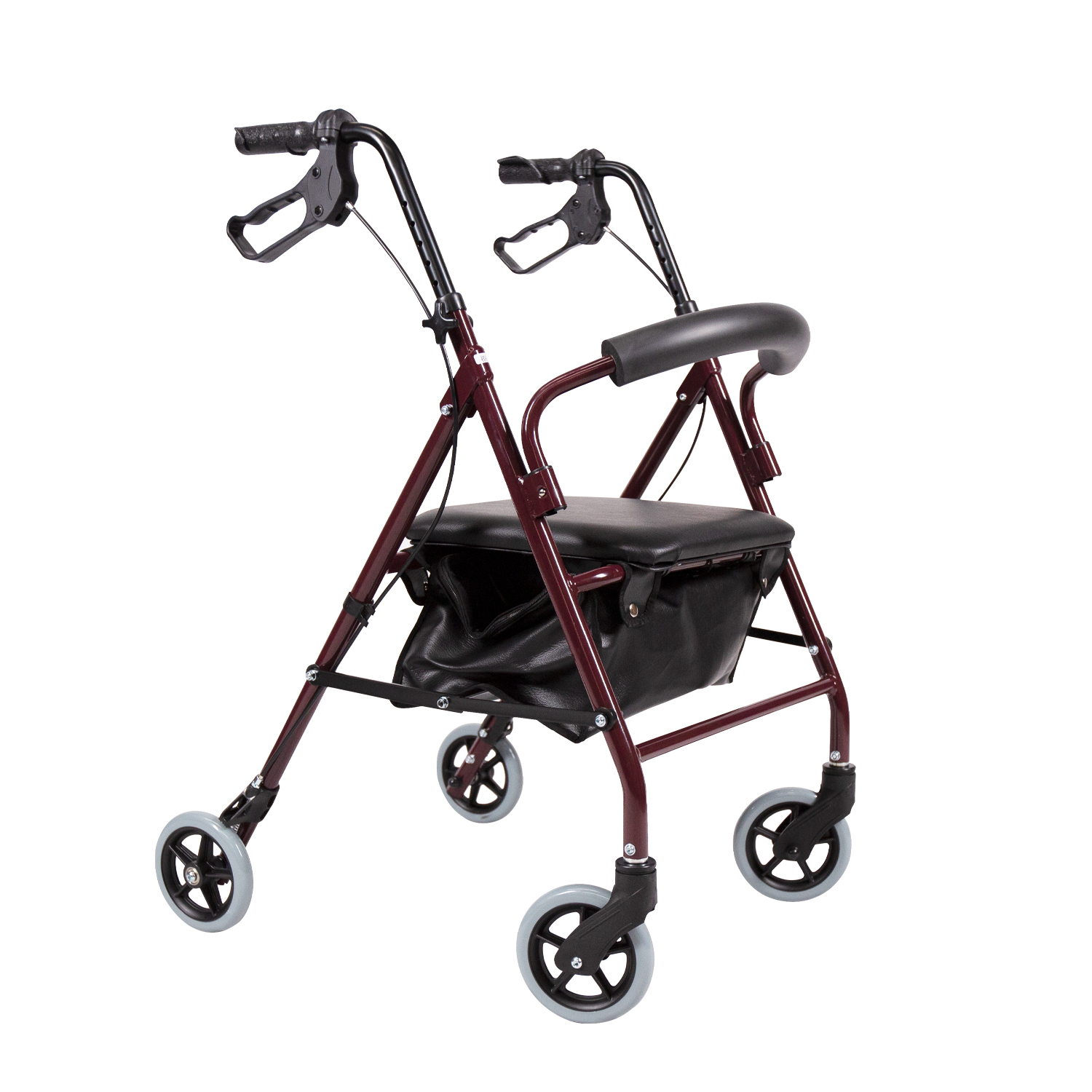 Andadera Rollator Vino Con Bolsa De Vinil | Estructura De Aluminio, Ajuste De Altura, Ruedas Y Frenos