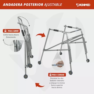 Foto 7 | Andadera Posterior Magnimed Ajustable con Ruedas Soporta hasta 100 kg