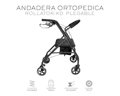 Foto 2 | Andadera Ortopédica Adulto Andadera Con Asiento Cuatro Ruedas Asiento Silla Altura Ajustable Todo Terreno Nube Color
