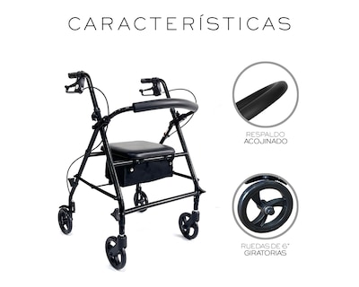 Foto 5 | Andadera Ortopédica Adulto Andadera Con Asiento Cuatro Ruedas Asiento Silla Altura Ajustable Todo Terreno Nube Color