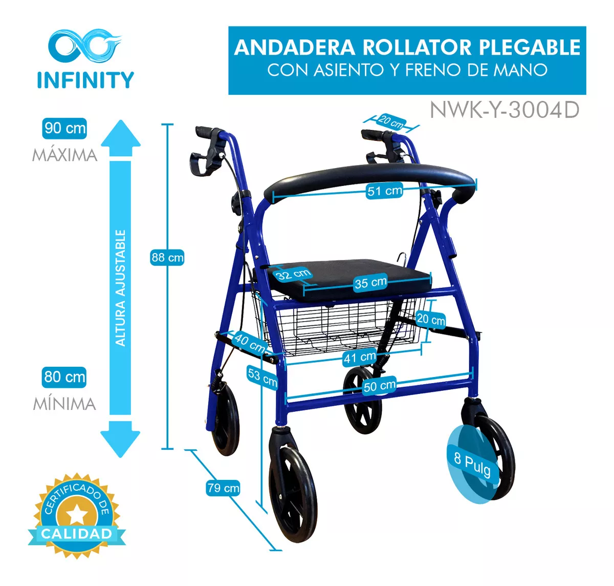 Foto 3 pulgar | Andadera EAS Rollator Infinity Plegable