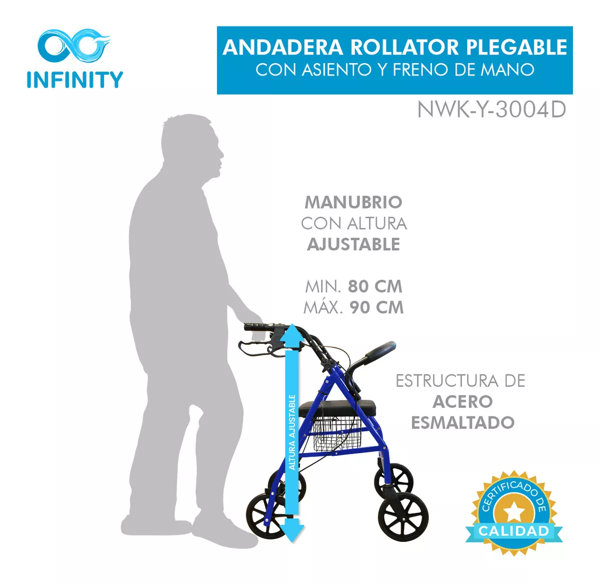 Foto 5 pulgar | Andadera EAS Rollator Infinity Plegable