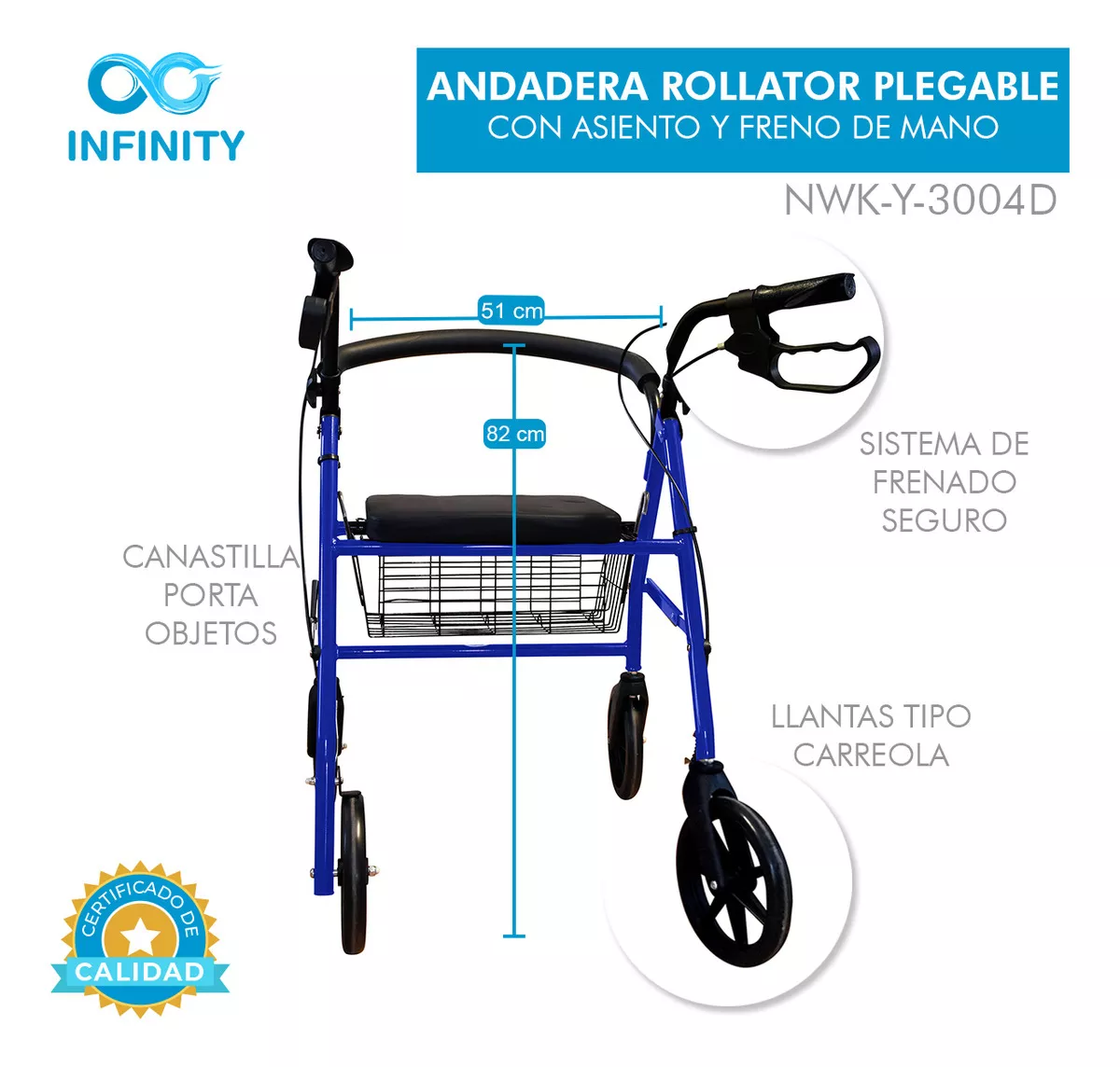 Foto 6 pulgar | Andadera EAS Rollator Infinity Plegable