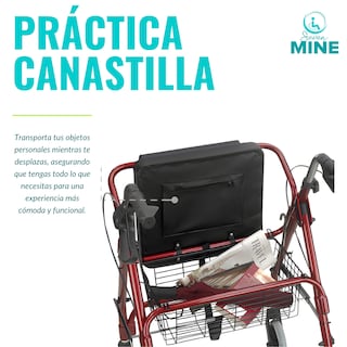 Foto 3 | Andadera Sc-861 Para Adulto Rollator Con Canastilla