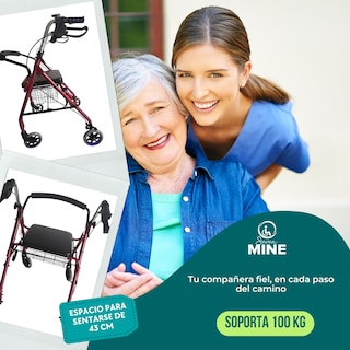 Foto 4 | Andadera Sc-861 Para Adulto Rollator Con Canastilla