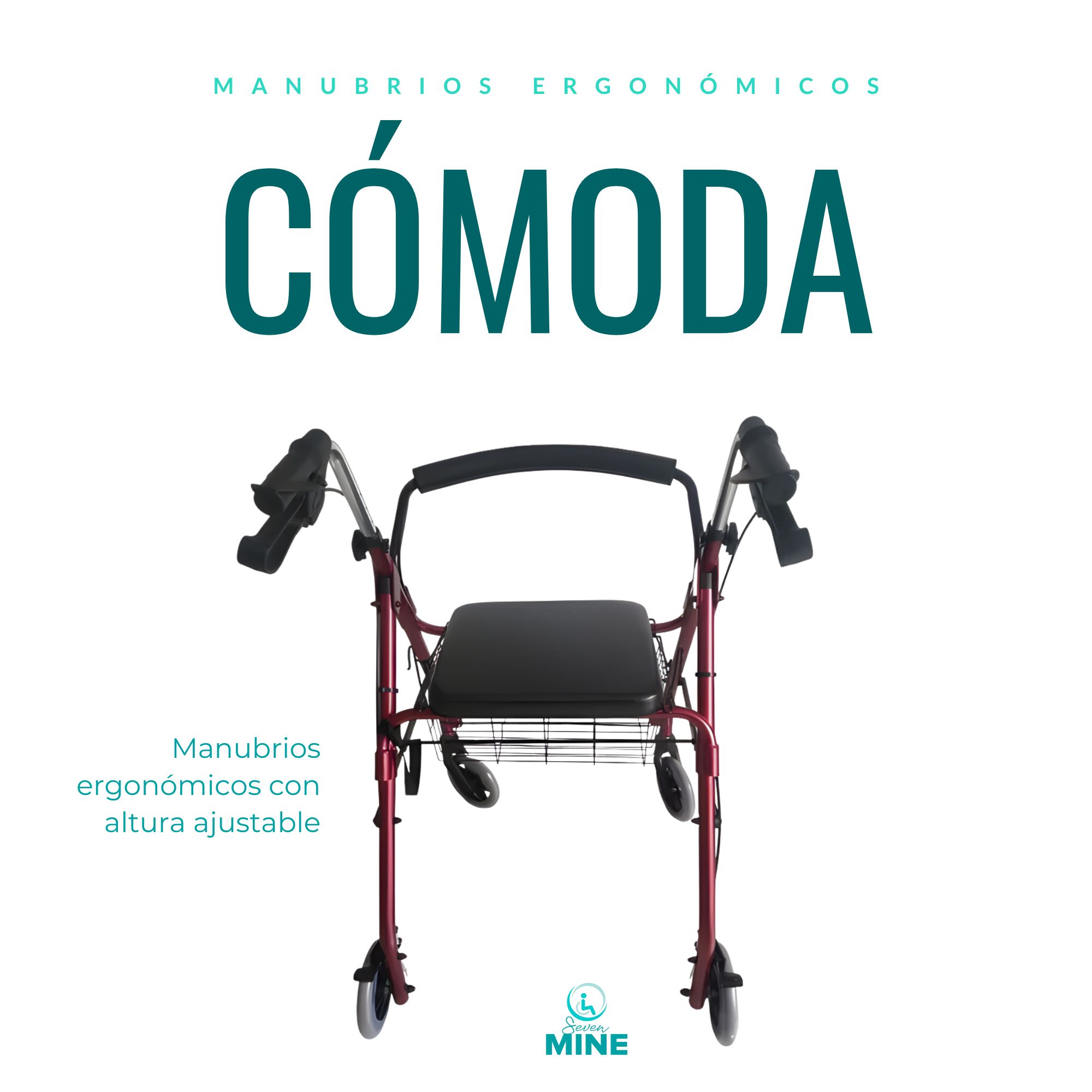 Foto 8 | Andadera Sc-861 Para Adulto Rollator Con Canastilla