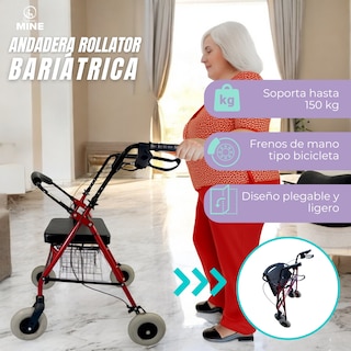 Foto 4 | Andadera Rollator Bariátrica |soporta150 Kg, Extra Ancha