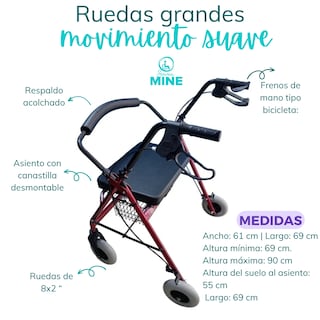 Foto 5 | Andadera Rollator Bariátrica |soporta150 Kg, Extra Ancha
