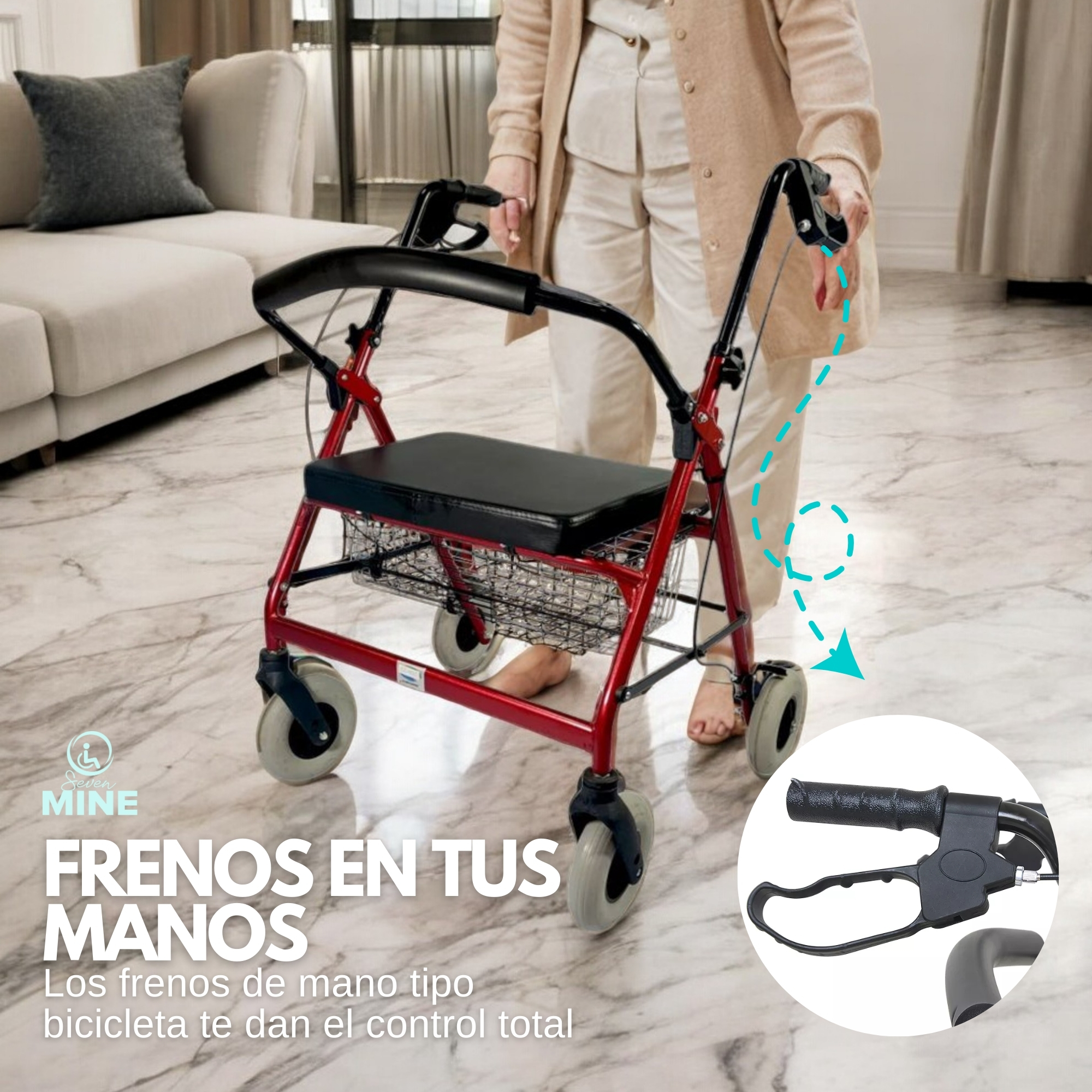 Foto 6 | Andadera Rollator Bariátrica |soporta150 Kg, Extra Ancha