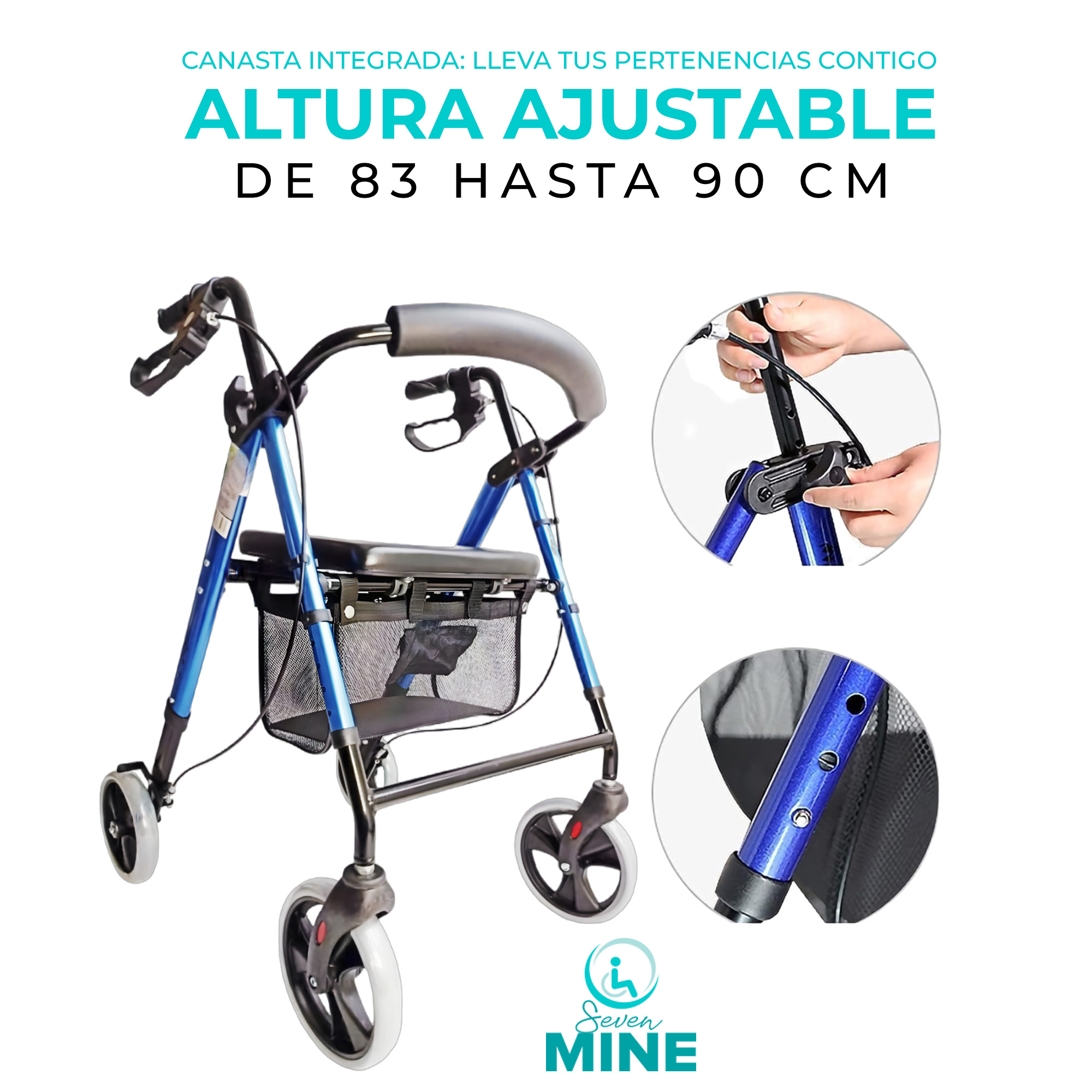 Foto 8 | Andadera Rollator Sc-777 Plegable Y Ajustable | Llanta 8inch