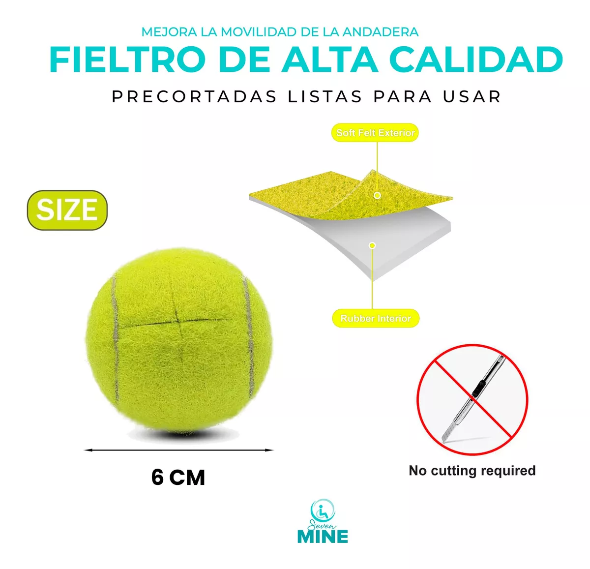 Foto 7 pulgar | 2 Pelotas De Tennis Precortadas Para Andaderas, Sillas, Mesa