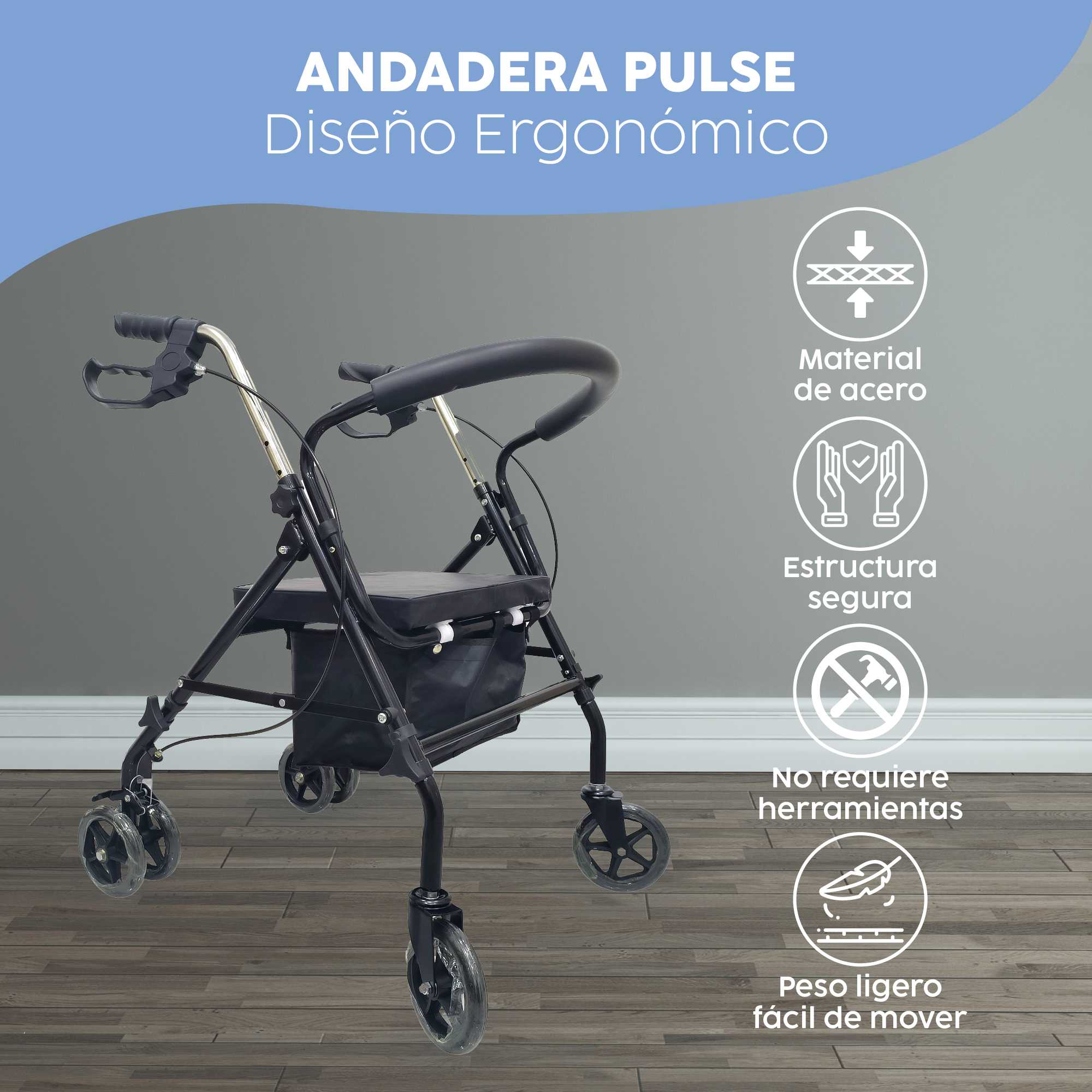 Foto 3 pulgar | Andadera 4 Ruedas Lift - Movilidad Segura Y Confortable