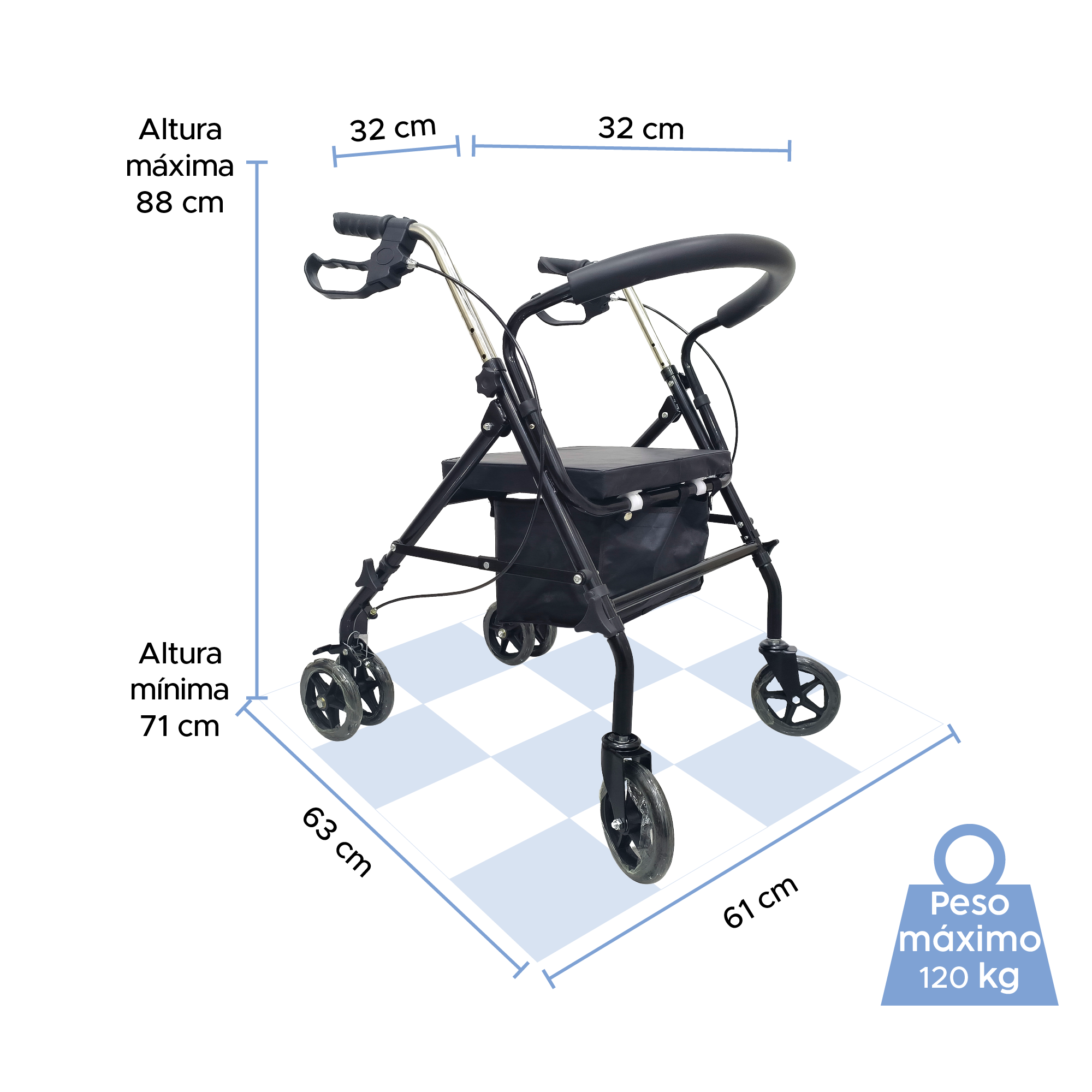 Foto 4 pulgar | Andadera 4 Ruedas Lift - Movilidad Segura Y Confortable