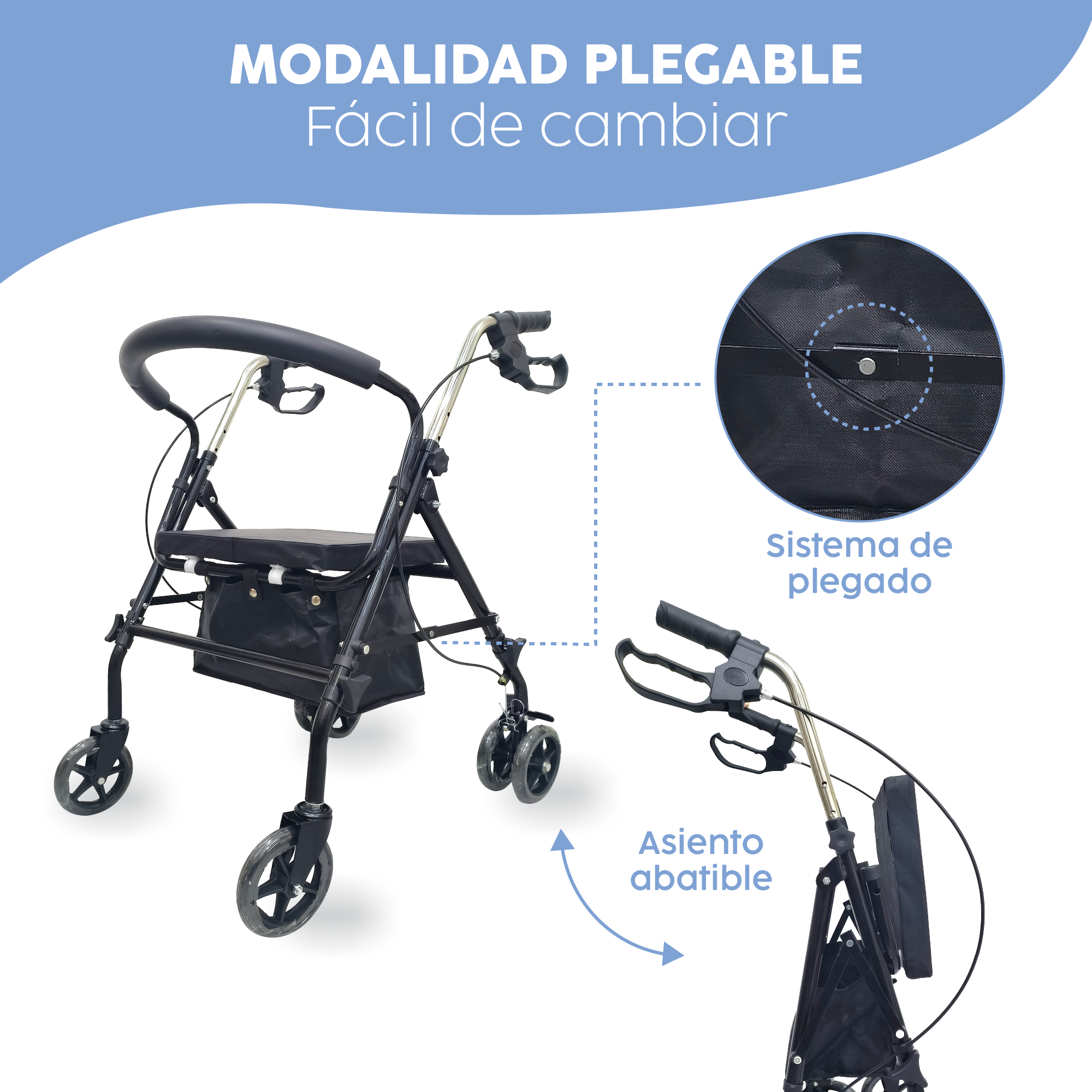 Foto 9 pulgar | Andadera 4 Ruedas Lift - Movilidad Segura Y Confortable