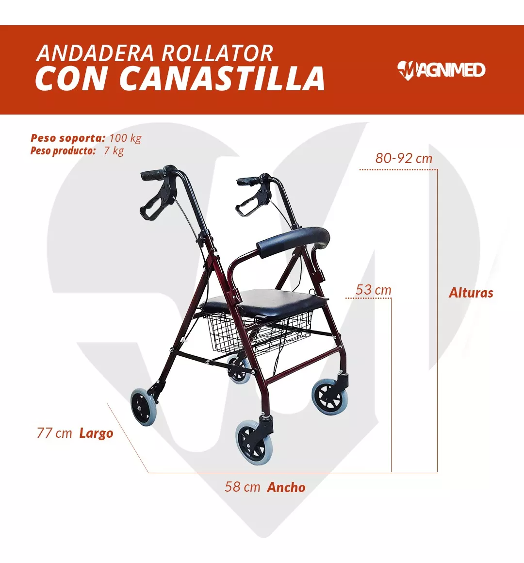 Foto 5 | Andadera Rollator Vino 2 En 1, Silla Y Andadera De Aluminio Con Frenos | Soporta Hasta 110kg