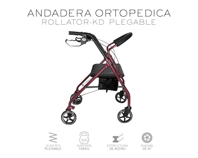 Foto 2 | Andadera Ortopédica Adulto Andadera Con Asiento Cuatro Ruedas Asiento Silla Altura Ajustable Todo Terreno Basitex C