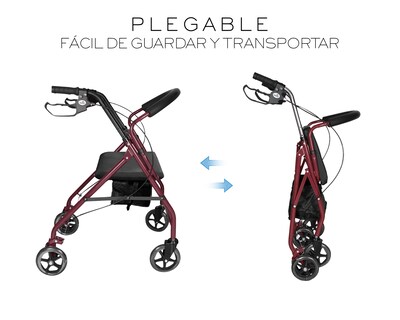 Foto 4 | Andadera Ortopédica Adulto Andadera Con Asiento Cuatro Ruedas Asiento Silla Altura Ajustable Todo Terreno Basitex C