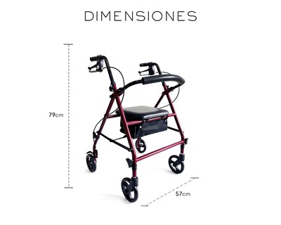 Foto 7 | Andadera Ortopédica Adulto Andadera Con Asiento Cuatro Ruedas Asiento Silla Altura Ajustable Todo Terreno Basitex C