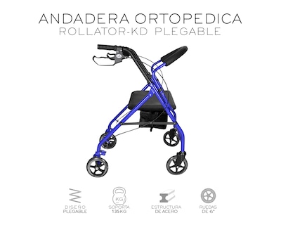 Foto 2 | Andadera Ortopédica Adulto Andadera Con Asiento Cuatro Ruedas Asiento Silla Altura Ajustable Todo Terreno Basitex C