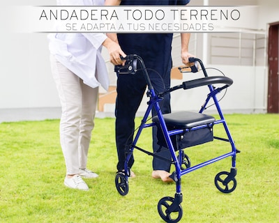 Foto 3 | Andadera Ortopédica Adulto Andadera Con Asiento Cuatro Ruedas Asiento Silla Altura Ajustable Todo Terreno Basitex C