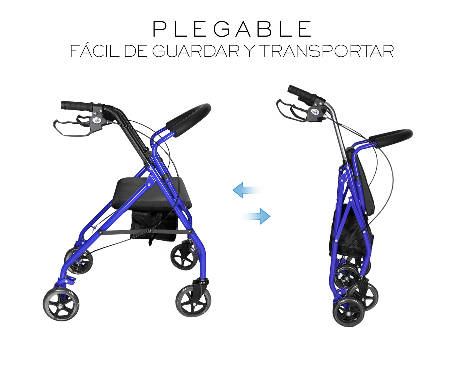 Foto 5 pulgar | Andadera Ortopédica Adulto Andadera Con Asiento Cuatro Ruedas Asiento Silla Altura Ajustable Todo Terreno Basitex C