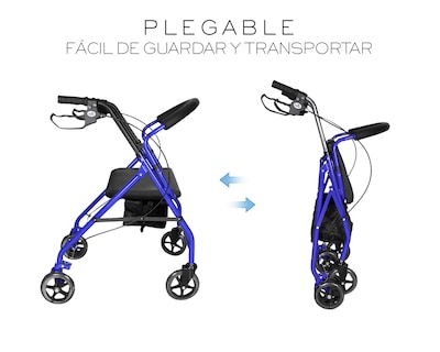Foto 4 | Andadera Ortopédica Adulto Andadera Con Asiento Cuatro Ruedas Asiento Silla Altura Ajustable Todo Terreno Basitex C