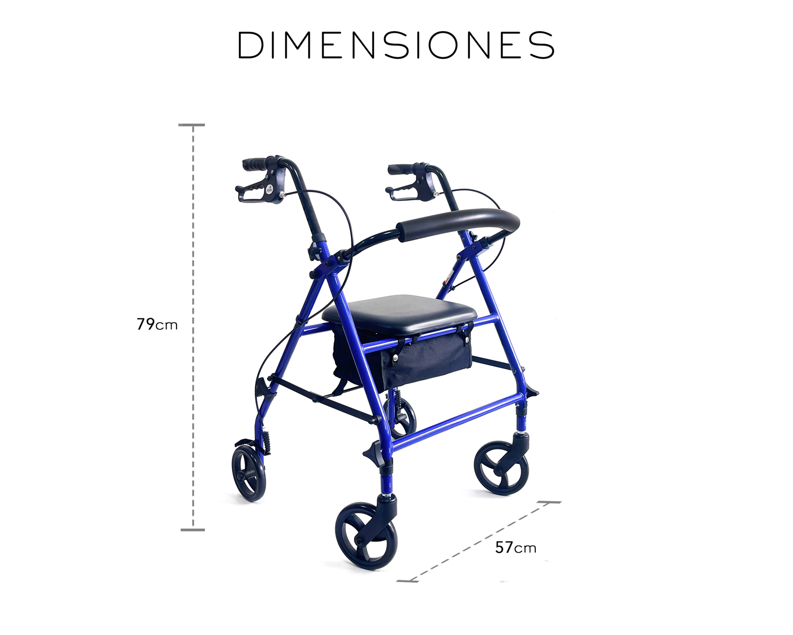 Foto 7 | Andadera Ortopédica Adulto Andadera Con Asiento Cuatro Ruedas Asiento Silla Altura Ajustable Todo Terreno Basitex C