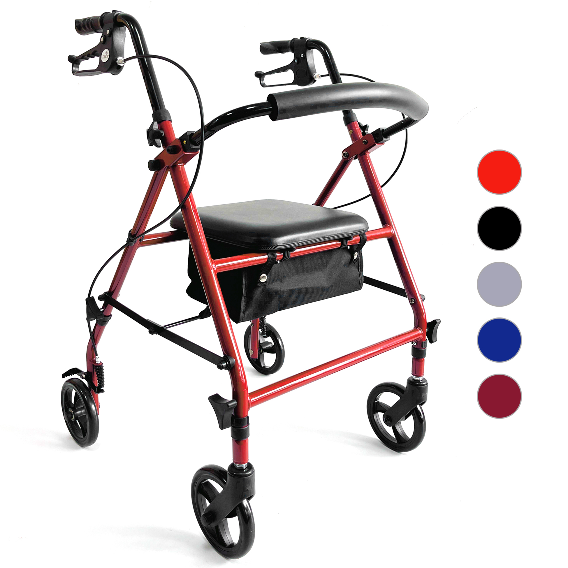 Foto 1 | Andadera Ortopédica Adulto Andadera Con Asiento Cuatro Ruedas Asiento Silla Altura Ajustable Todo Terreno Basitex C