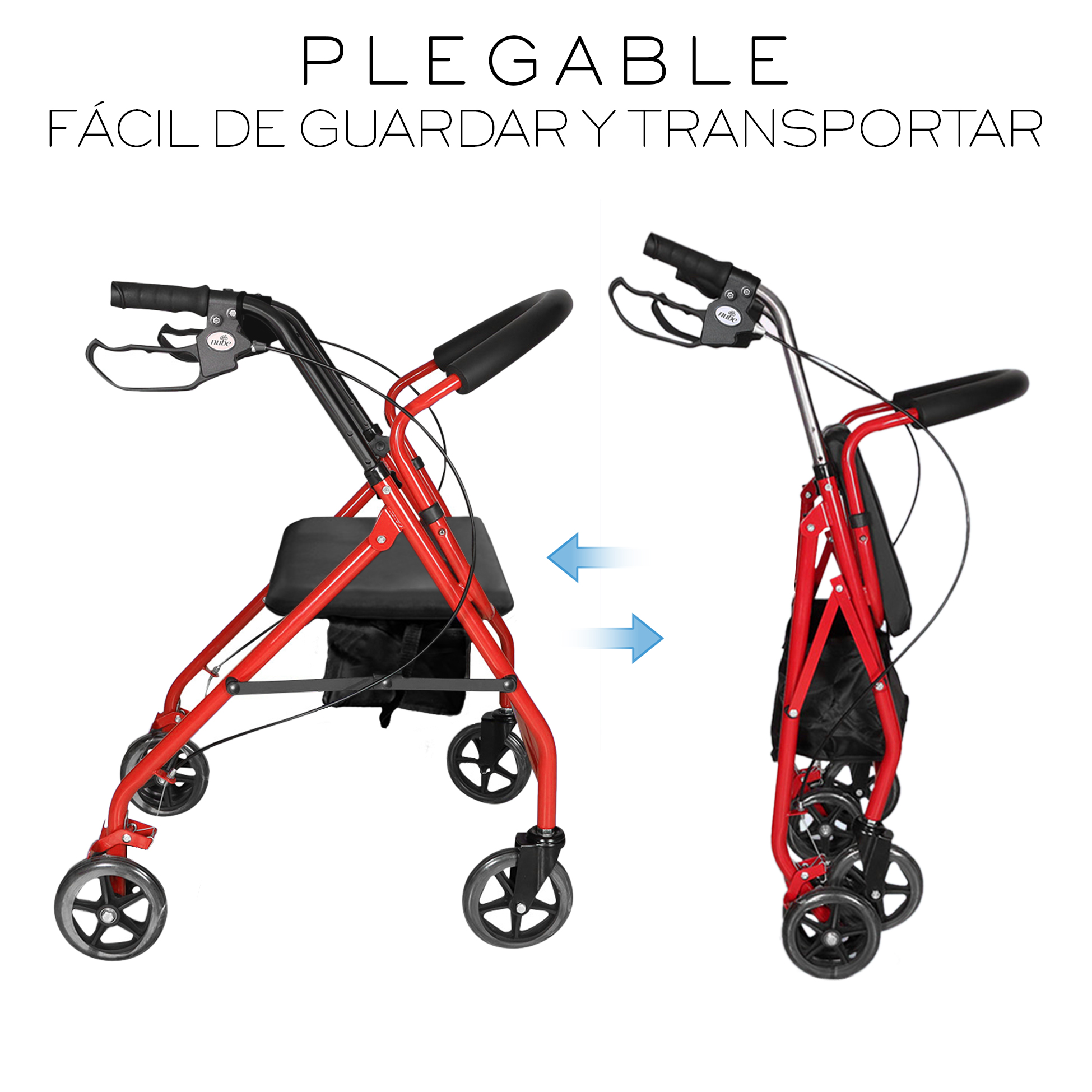 Foto 3 | Andadera Ortopédica Adulto Andadera Con Asiento Cuatro Ruedas Asiento Silla Altura Ajustable Todo Terreno Basitex C