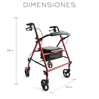Foto 7 | Andadera Ortopédica Adulto Andadera Con Asiento Cuatro Ruedas Asiento Silla Altura Ajustable Todo Terreno Basitex C
