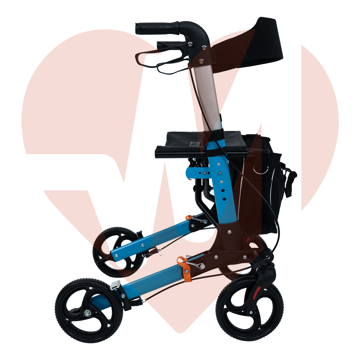 Foto 2 | Andadera Rollator Plegable De Lujo | Ligera, Compacta, Frenos De Seguridad Con Sistema De Bloqueo Y Bolsa De Almacena