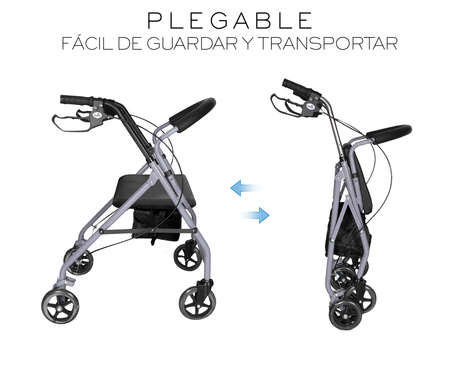 Foto 5 pulgar | Andadera Ortopédica Adulto Andadera Con Asiento Cuatro Ruedas Asiento Silla Altura Ajustable Todo Terreno Basitex C