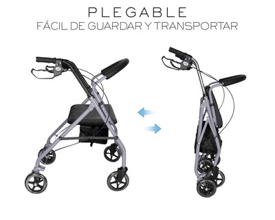 Foto 4 | Andadera Ortopédica Adulto Andadera Con Asiento Cuatro Ruedas Asiento Silla Altura Ajustable Todo Terreno Basitex C