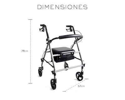 Foto 7 | Andadera Ortopédica Adulto Andadera Con Asiento Cuatro Ruedas Asiento Silla Altura Ajustable Todo Terreno Basitex C
