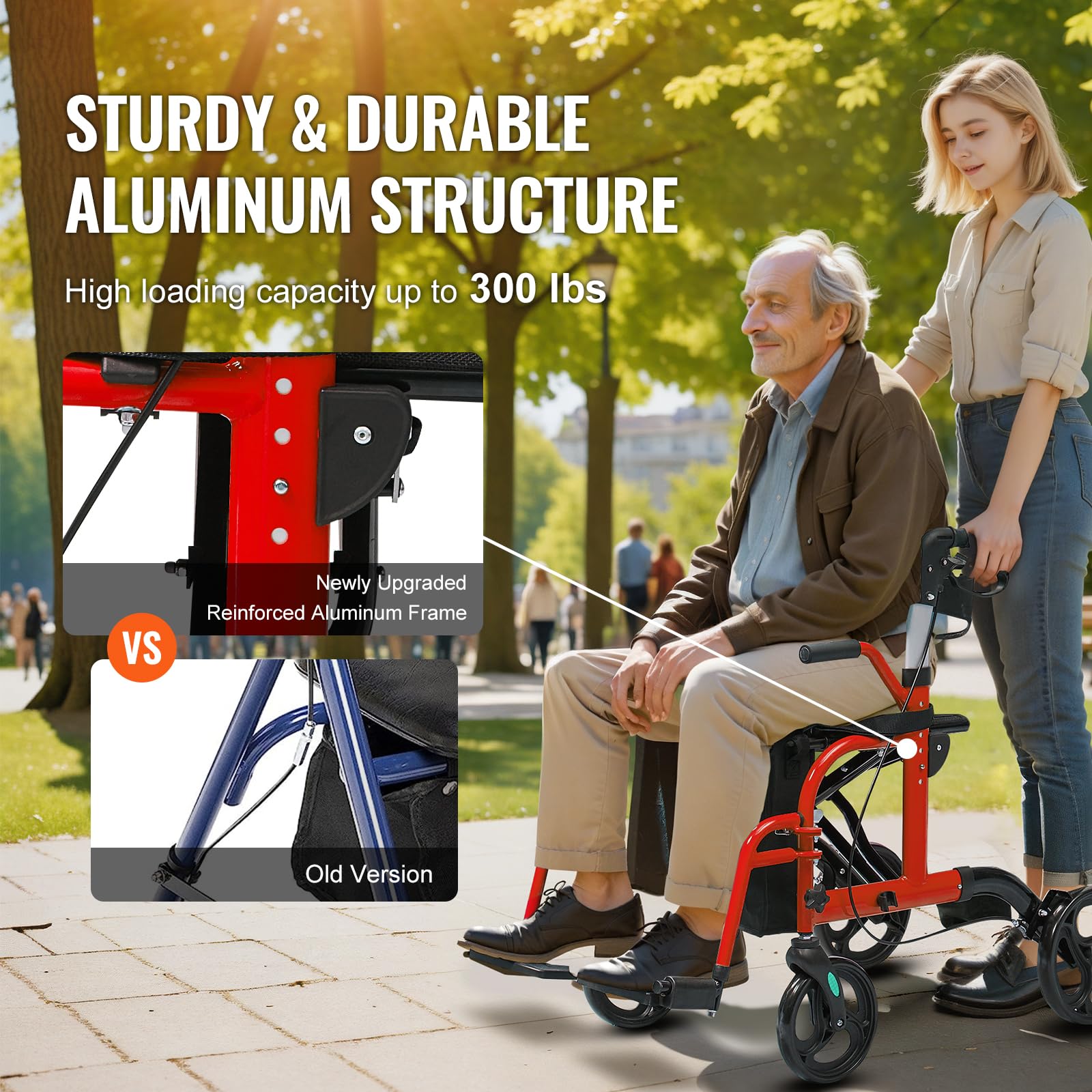 Foto 4 pulgar | Silla Rollator Walker & Transport Vevor 2 En 1 Para Personas Mayores - Venta Internacional.