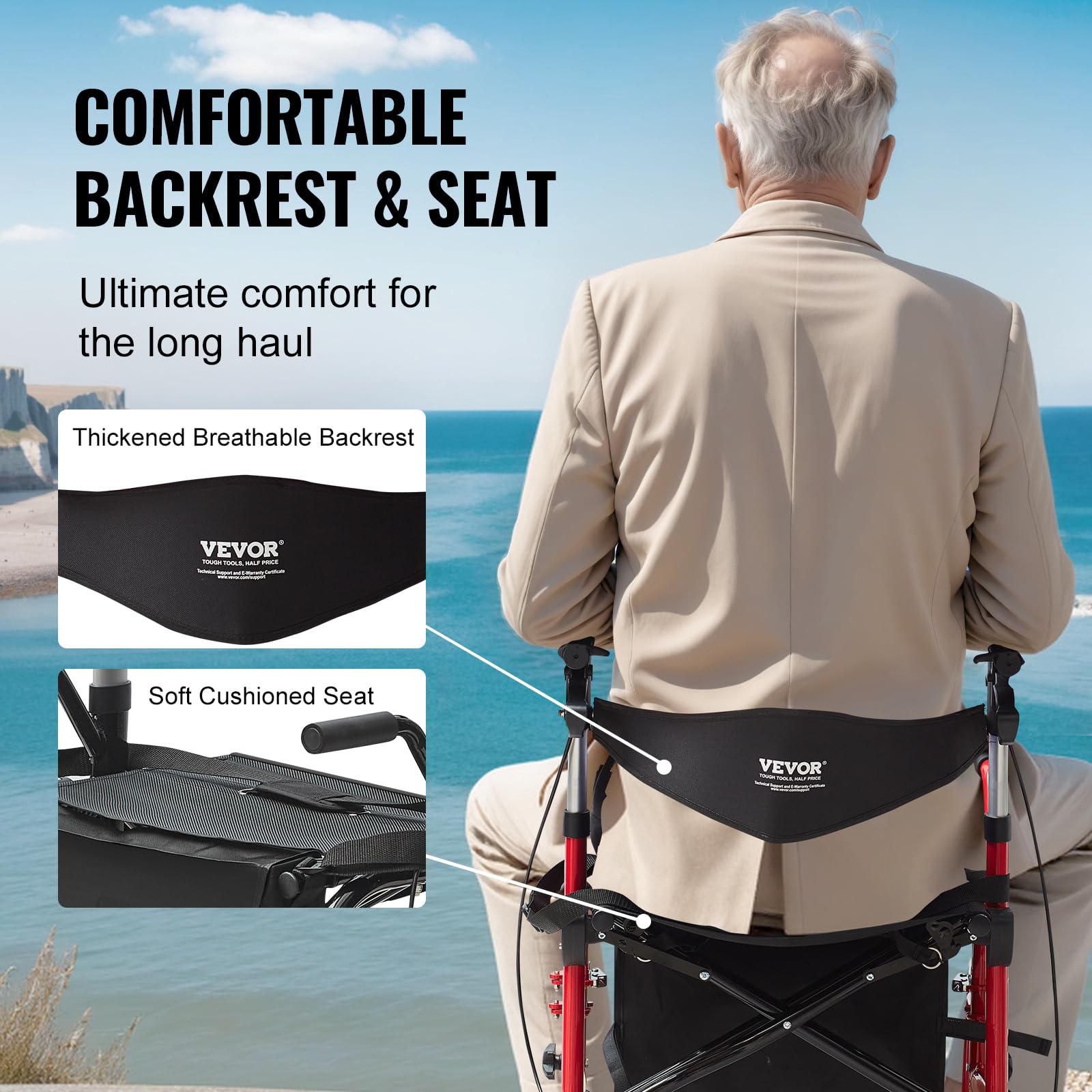 Foto 7 pulgar | Silla Rollator Walker & Transport Vevor 2 En 1 Para Personas Mayores - Venta Internacional.
