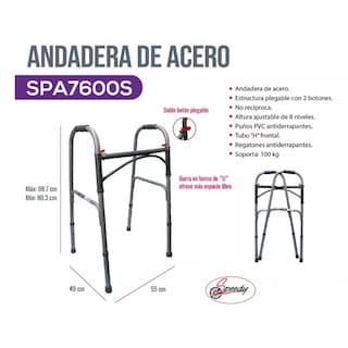 Foto 2 | Andadera Ortopédica Adulto Mayor Plegable Acero Speedy