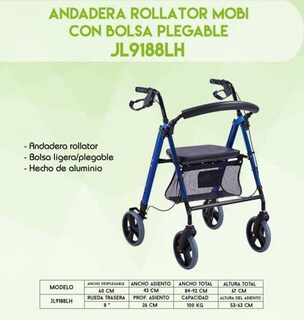 Foto 2 | Andadera Mobicare Rollator Con Bolsa Plegable Jl9188lh