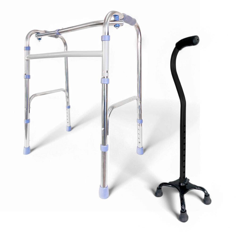 Baston Adultos 4 Apoyos + Andadera Ortopedica Plegable